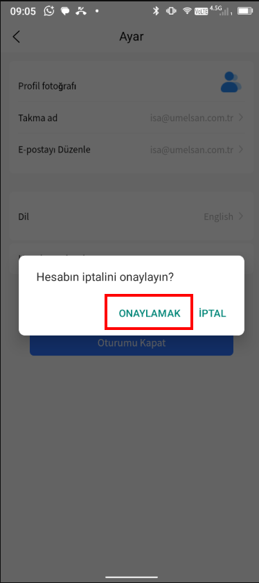 Hims Charge - Hesap Silme Adım 3